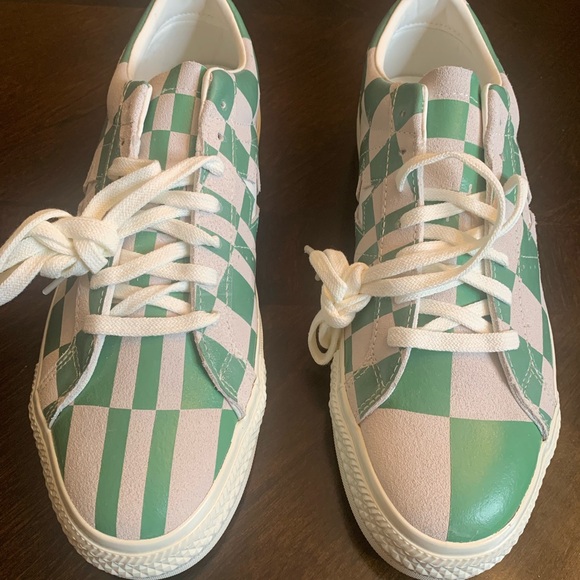 RARE‼️ Unisex NIB CONVERSE One Star OX Sneakers in White/Green Check, M10.5/W12 - Picture 5 of 12